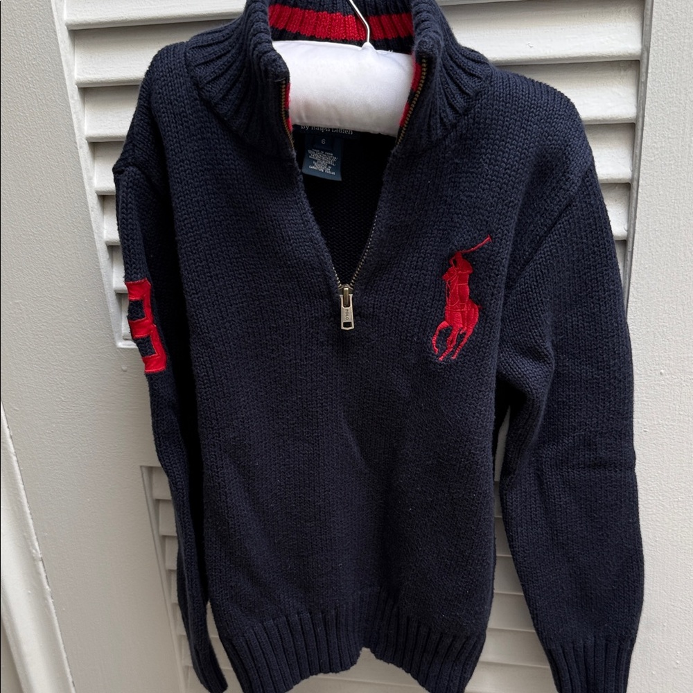 Polo by Ralph Lauren Kids Navy Sweater with Red Logo